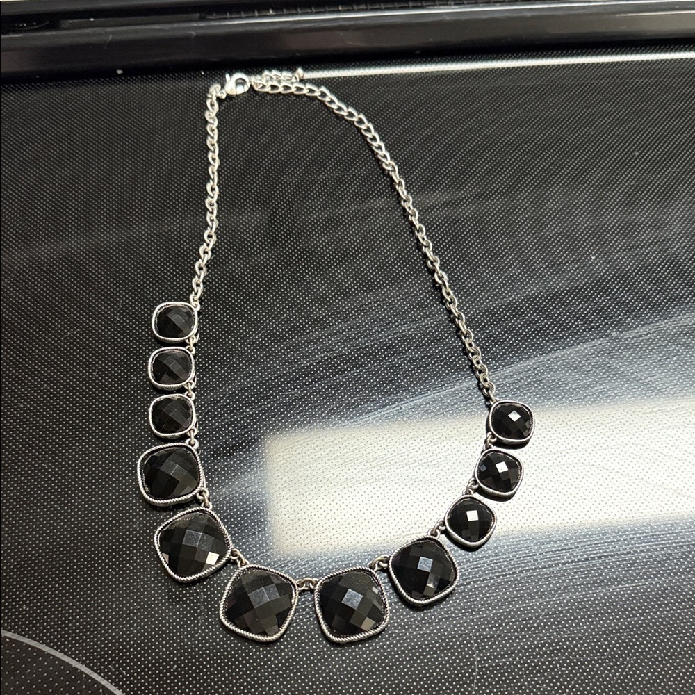 Stella & Dot Black and Silver Statement Necklace